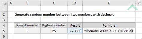 Generate Random Number Between Two Numbers With Decimals Excel