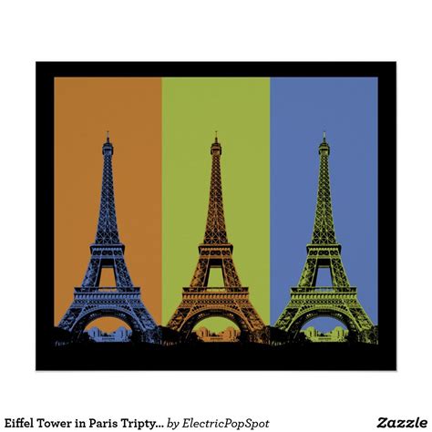 Eiffel Tower In Paris Triptych Poster In 2020 Triptych