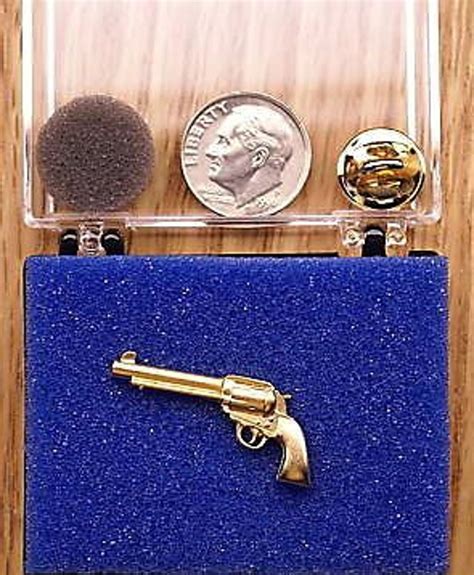 24k Gold Plated Six Gun Pewter Gun Pin Cap Pin Tie Tac Made Etsy