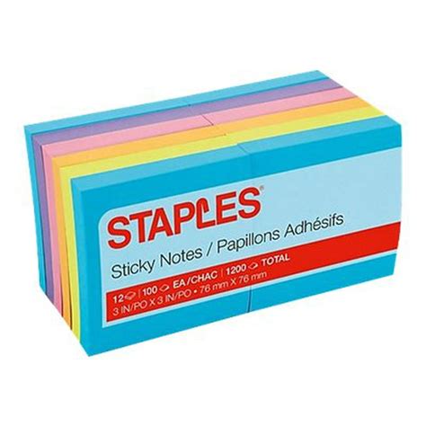 Staples Stickies Notes 3 In X 3 In 1200 Sheets 12 X 100