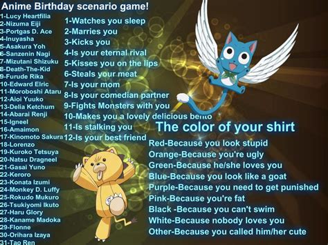 Anime Birthday Scenario Game By Elrictheshrimp On Deviantart Birthday