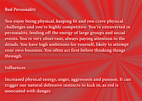 Red Personality And Affects Color Meanings Color Personality Color