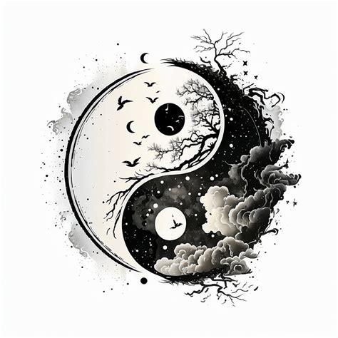 yin yang tattoo design white background png file download high resolution etsy