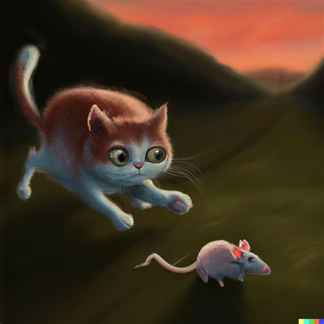 A Big Mouse Chasing A Little Cat Digital Art Fail Dalle2