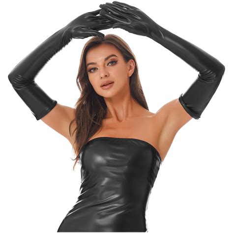 Sexy Womens Faux Leather Long Gloves Opera Evening Party Cosplay Finger Gloves Ebay