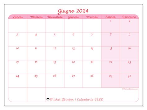 Calendario Giugno 2024 Da Stampare “44ld” Michel Zbinden Ch