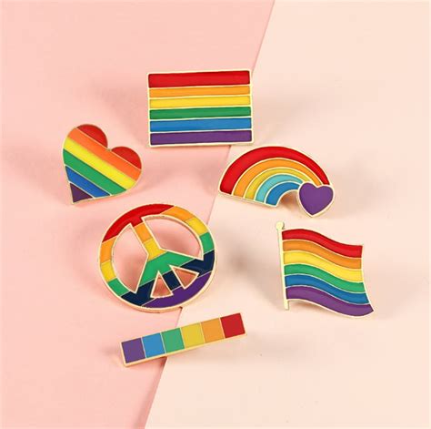 Pride Pins Brooch Gay Rainbow Flag Lapel Pins Enamel 6pcs Lgbt Lapel Pins Decorations For