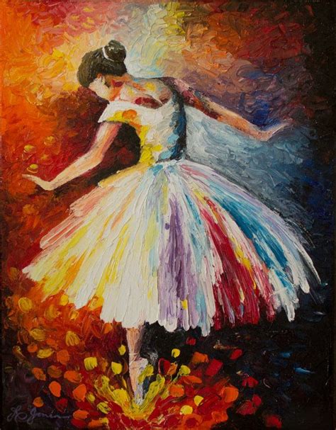 Colorful Abstract Ballerina Modern Impressionist Impasto Palette