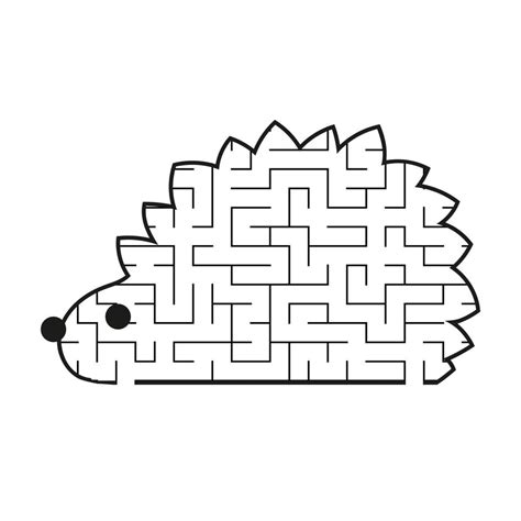 Black Labyrinth Toon Hedgehog Kids Worksheets Activity Page Game