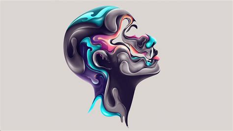 Face Paint Profile Abstraction Abstract Art Human Face 1920x1080
