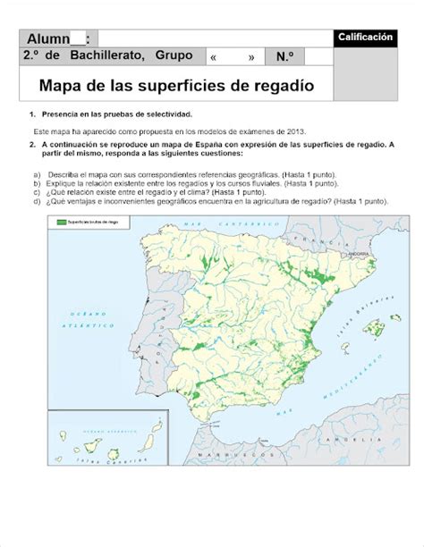 Lyceo Hispánico Ejercicio Práctico De Geografía De España Nº 98 Mapa
