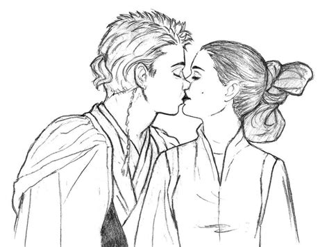 Anakin And Padme Kiss Sketch By Katytorres On Deviantart
