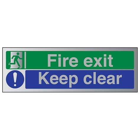 Fire Exit Keep Clear Aluminium Effect Fire Exit Signs Fire