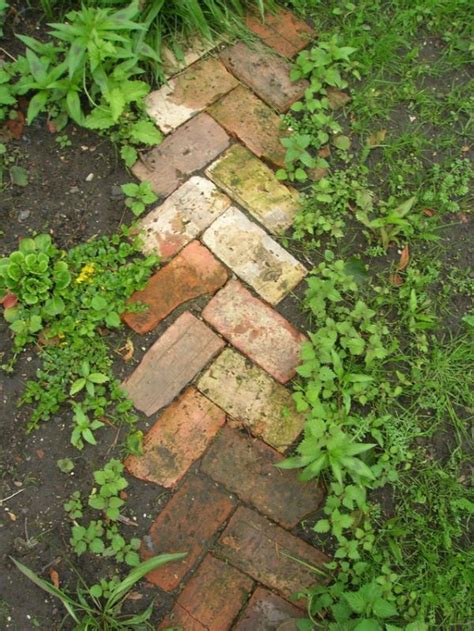 Simple Walkway Idea Reusing Old Bricks Could Also Be Used As A Border
