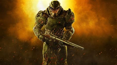 Desktop Wallpaper Doom 2016 Game Soldier Armor Suit Hd Image