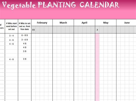 vegetable planting calendar  excel templates