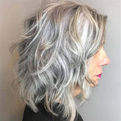 Wavy Gray Lob For Older Women Over 60 For Your Magnificent Midlife