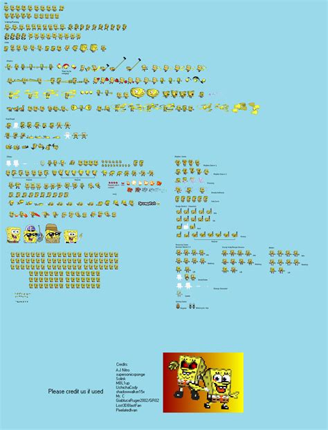 Ultimate Spongebob Sprite Sheet By Lostsm64fan On Deviantart