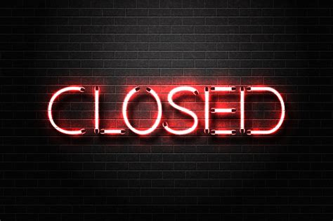 Vector Realistic Isolated Neon Sign For Closed Lettering For Decoration And Covering On The Wall