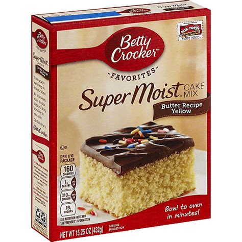 Just add a few simple ingredients as directed and pop in the oven for a sweet treat any time of day. Betty Crocker Super Moist Cake Mix, Butter Recipe Yellow | Cake & Cupcake Mix | Roth's
