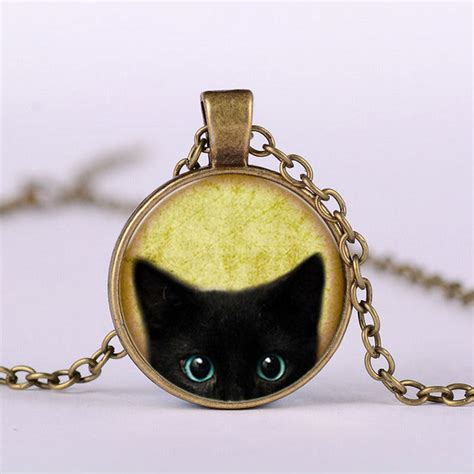Vintage Black Cat Pendant Necklace Ladylim