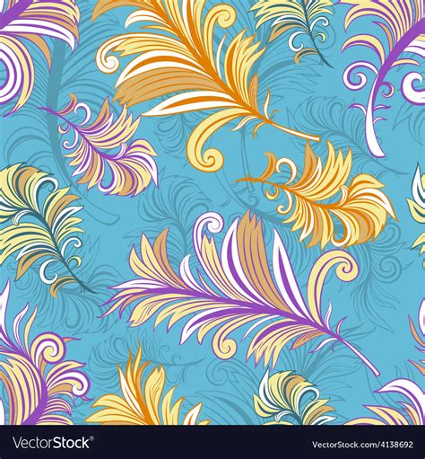 Pattern With Colored Abstract Feathers Royalty Free Vector