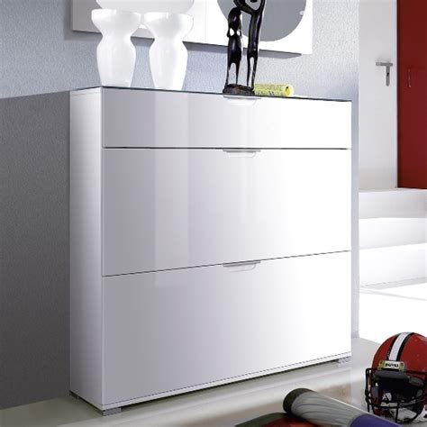 You can adjust the shelves to suit taller boots or wellies and there's a drawer at the top to keep hats, gloves or keys to hand. California High Gloss Shoe Cabinet In White With Grey ...