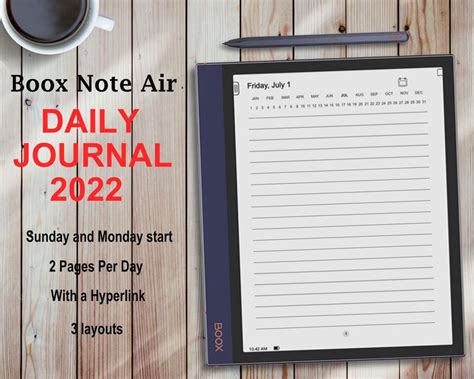 Boox Note Air Templates Daily Journal 2022 Hyperlinked Pdf Etsy In