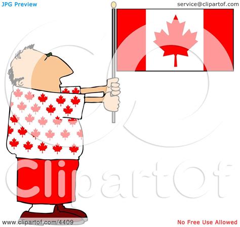 Patriotic Canadian Man Holding A Canadian Flag Clipart By