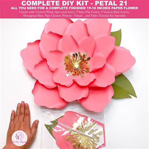 Complete Paper Flower Kit Petal 21 Diy Ready To Assemble Giant Paper
