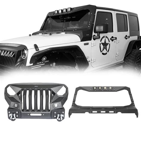 Front Bumper Wgrille Guard And Windshield Frame Cover For 2007 2018 Jeep