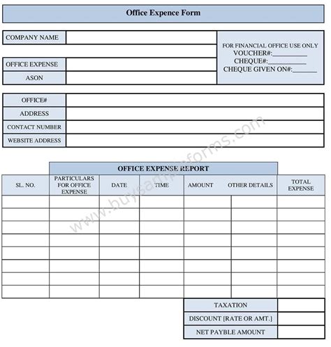 Office Expenses Form Template Expense Form Template