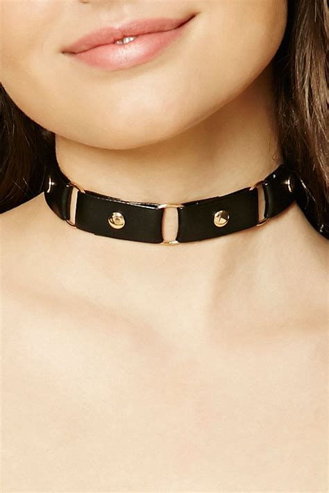 Faux Leather Ring Choker With Images Leather Choker Necklace