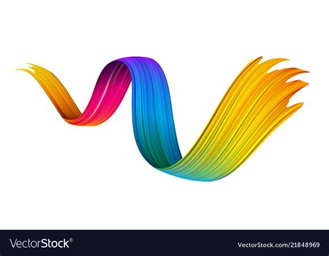 Colorful Abstract Brush Stroke On White Background