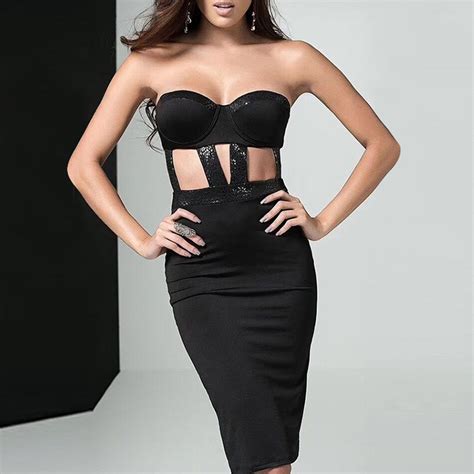 Adyce New Summer Bodycon Bandage Dress Women Vestidos Black Strapless Midi Club Dress