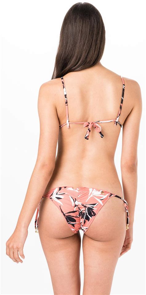Ripple Orange Scrunch Bikini With Triangle Top In Floral Print