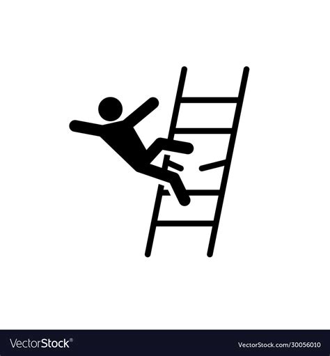 Man Falling From Broken Ladder Accident Icon Vector Image