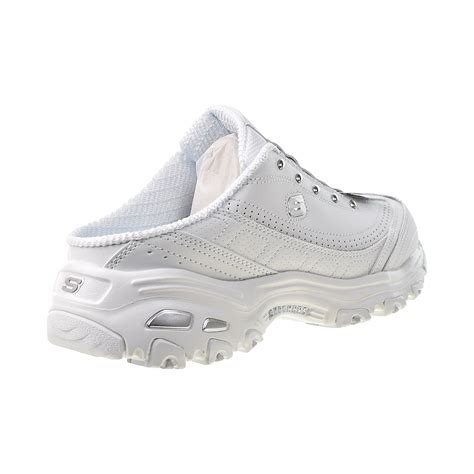 Skechers Dlites Bright Sky Womens Slip On Shoes White Silver 11933
