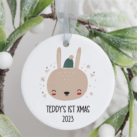 Personalised First Christmas Bauble For Baby Bunny Rabbit Etsy