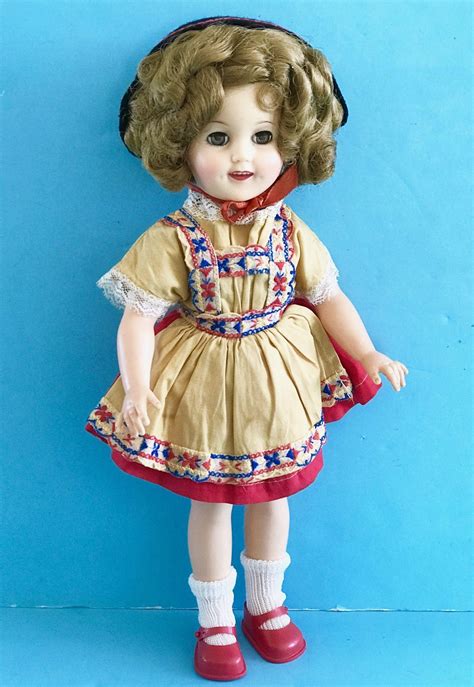 Vintage Shirley Temple Doll In Orig Heidi Clothes Dress And Hat W From