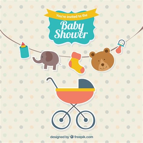 Cute Baby Shower Invitation Vector Free Download