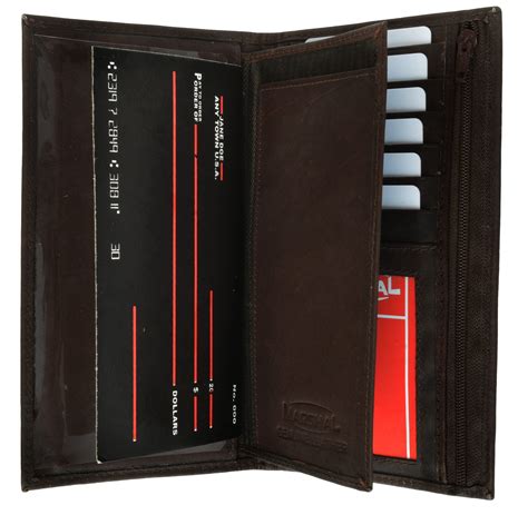 Genuine Leather Checkbook Cover Wallet Organizer With Credit Card
