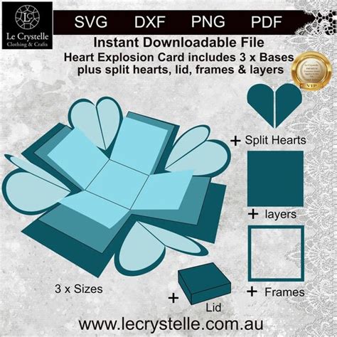 Svg Heart Explosion Boxcut Fileexploding Card Templatesvg Etsy Italia