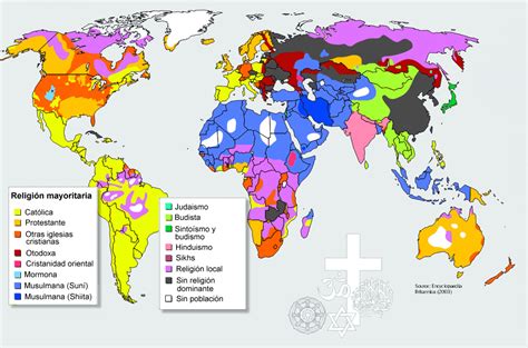 Mapa Con La Distribución De Las Religiones Mayoritarias En Todo El