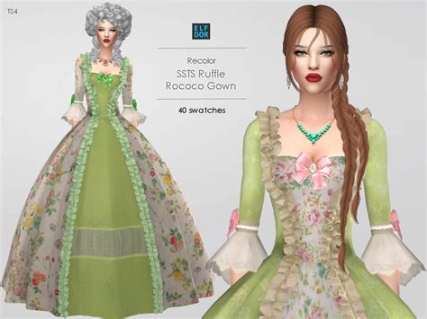 Ssts Ruffle Rococo Gown Rc At Elfdor Sims Sims 4 Updates