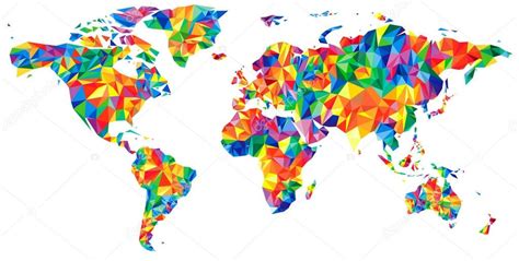 Resumen Continentes Mapa Mundial De Triángulos Estilo Origami Patrón