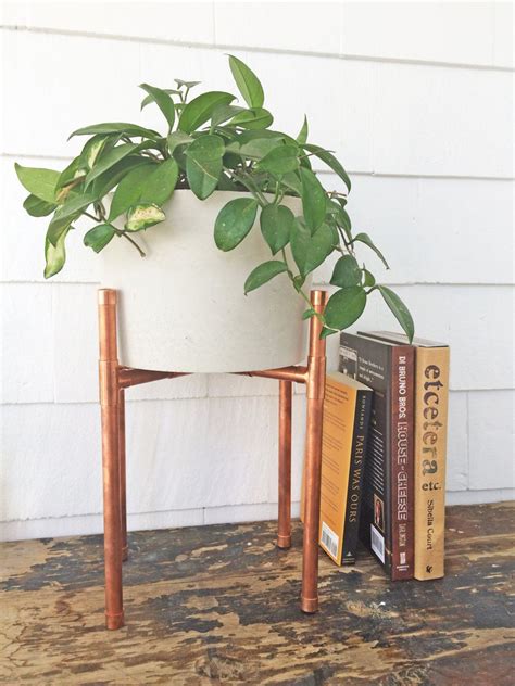 Copper And Concrete Planter Modern Plant Stand Planter Etsy Modern