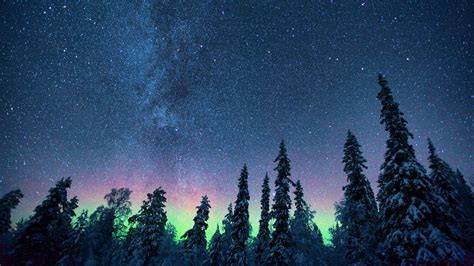 Wallpaper Id 4113 Northern Lights Relief Snowy 4k Wallpaper