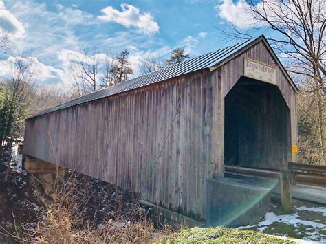 Kingsley Covered Bridge In North Clarendon Vermont Spanning Mill