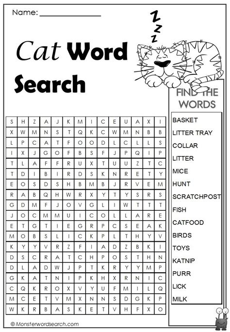 Cool Cat Word Search Kids Fun Learning Halloween Word Search Words